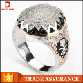 Made in China Saudi Arabia classical design white zircon pave setting men gold ring with stones